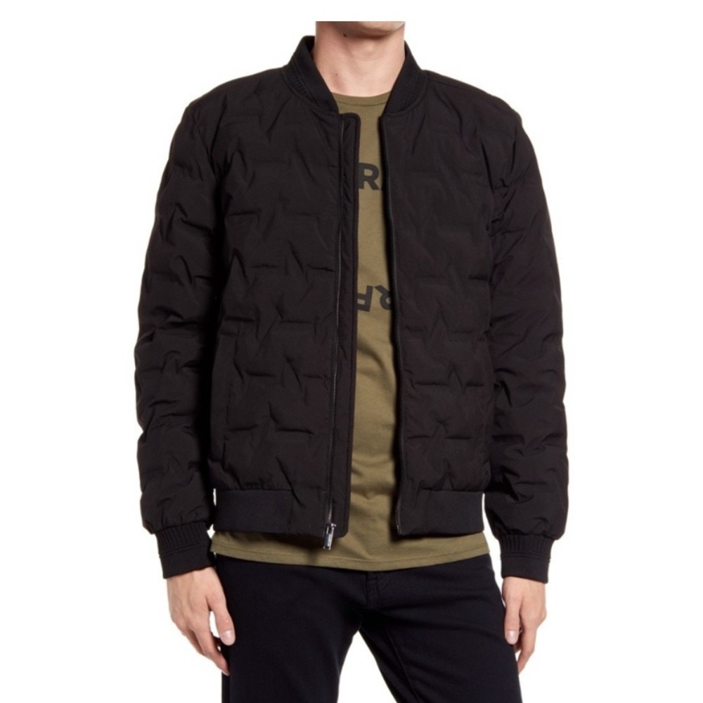 Karl Lagerfeld Black Quilted Bomber Jacket